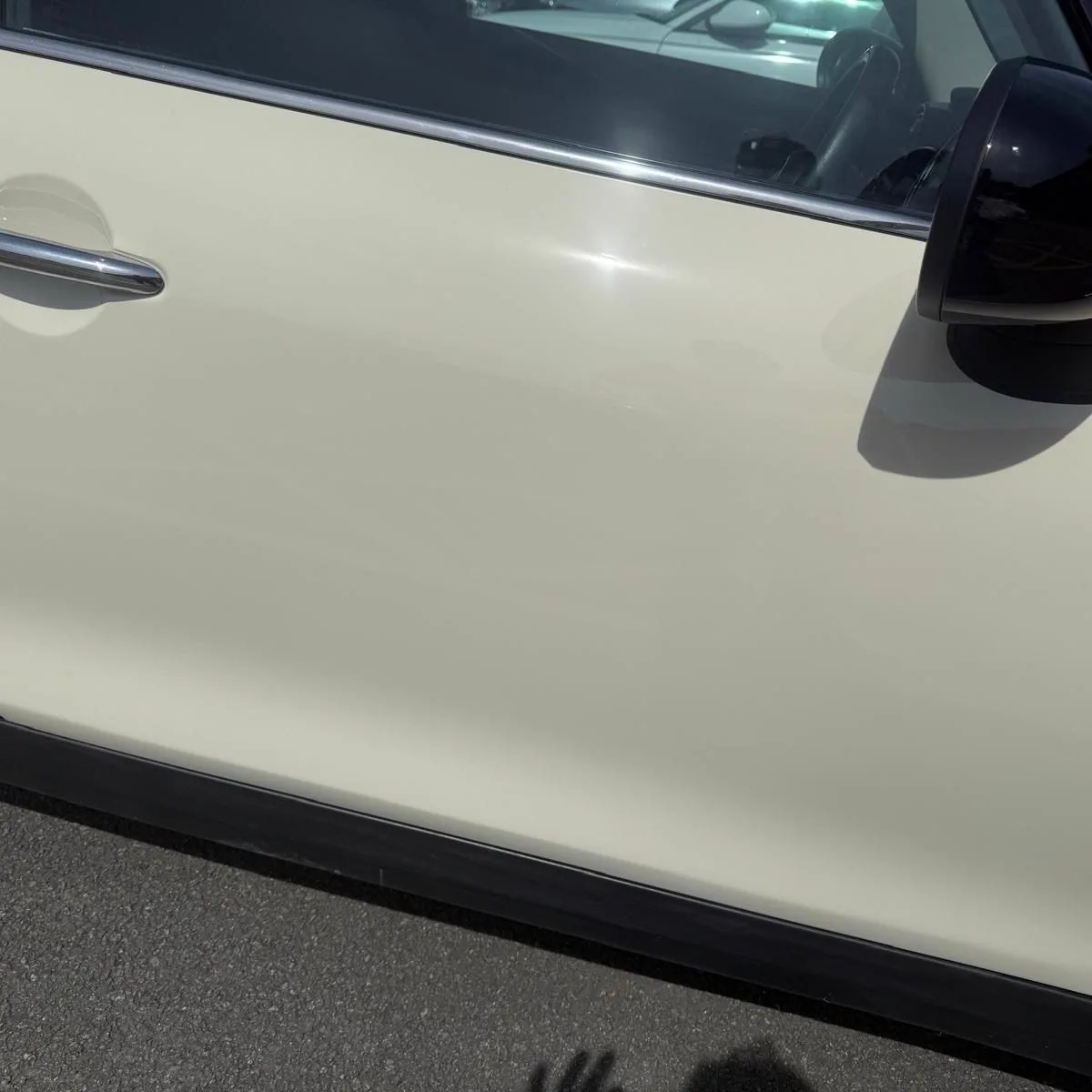 White door dent repair after repair
